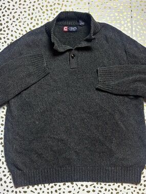 Chaps Men's Dark Charcoal Zip-Neck Sweater